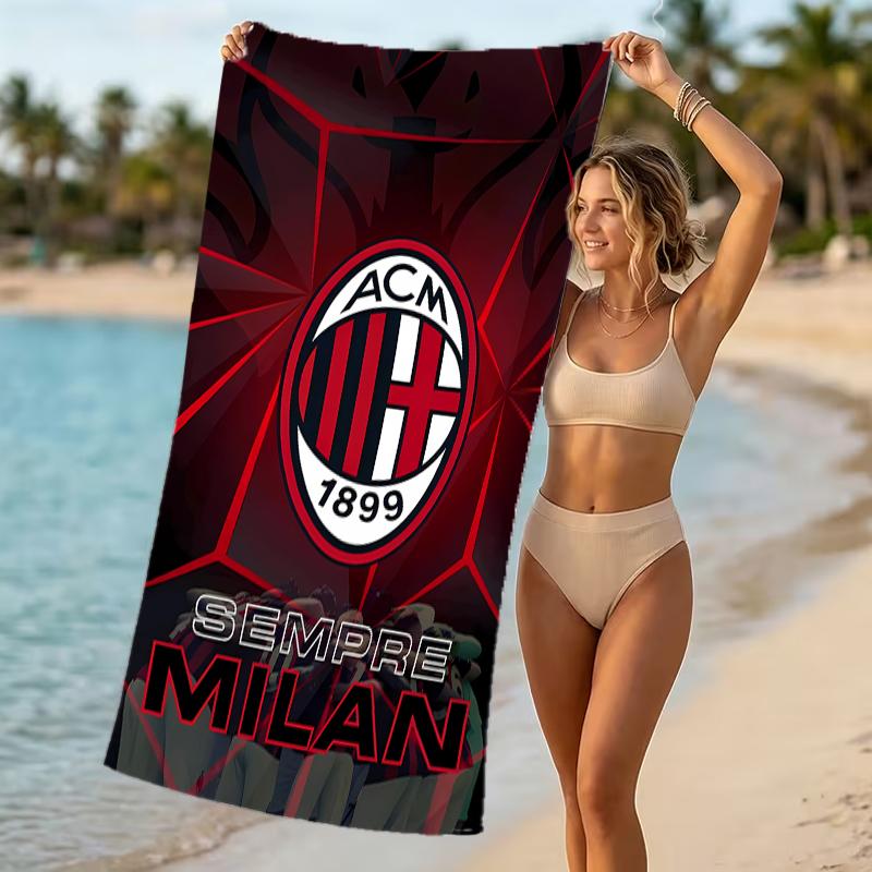 Beach Towel with Associazione Calcio Milan Pattern - soft,absorbent,machine washable Lightweight&Modern,swimming,Travel Essentials