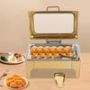 9L Stainless Steel Chafing Dish,Golden Rectangle Food Warmer Buffet Server Free Standing for Buffet Restaurants,Snack Bars