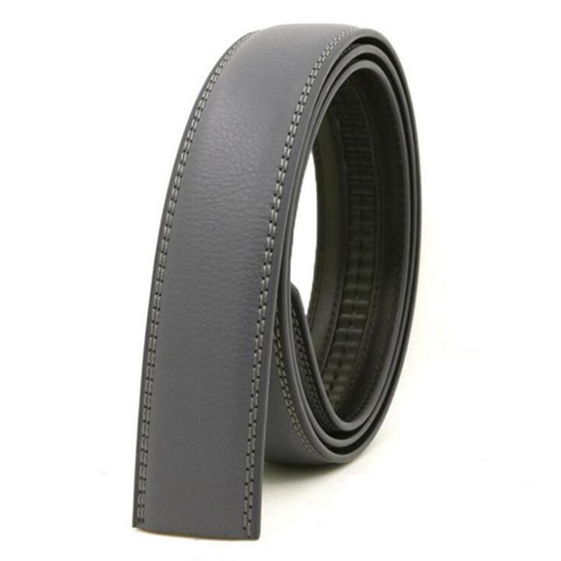Heren Automatische Riem Lichaam 3,5 cm Echt Leer Riem Strip Gesp-Vrij Film-Schuivend Tweelaags Koeienhuid 110cm grijze kleur
