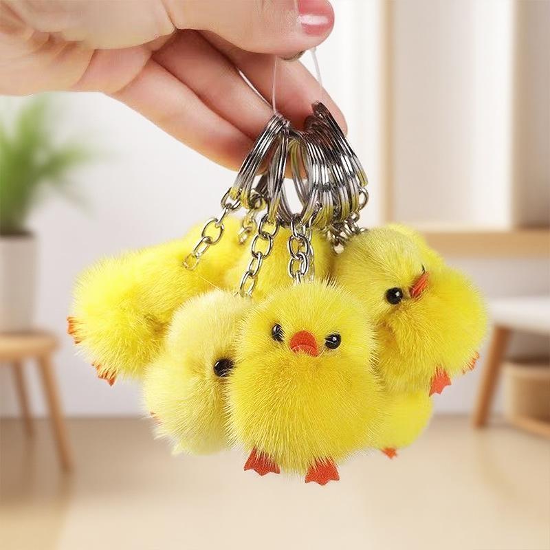 Creative And Cute Chicken Plush Car Keychain Pendant Women'S Bag Pendant Cut Keychain Best Friend Gift