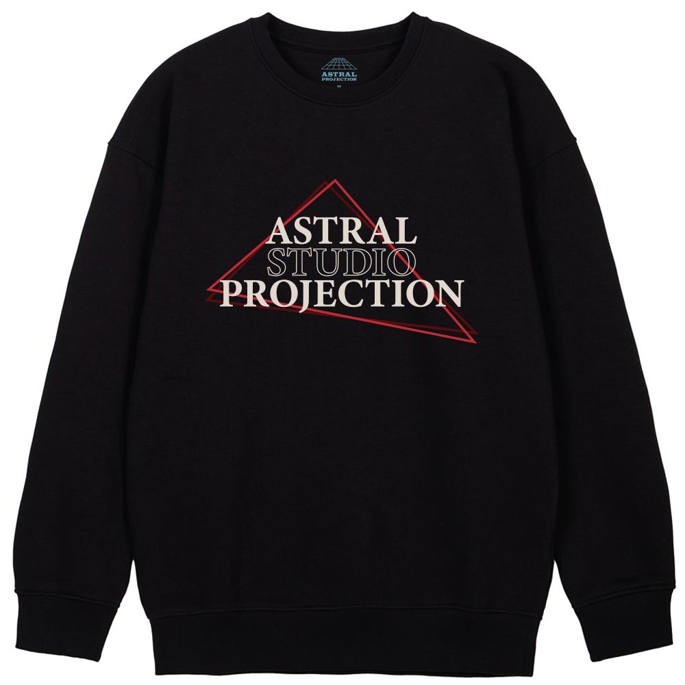 ASTRAL PROJECTION Triangle Logo Lettering Loose Fit Sweatshirt_Black