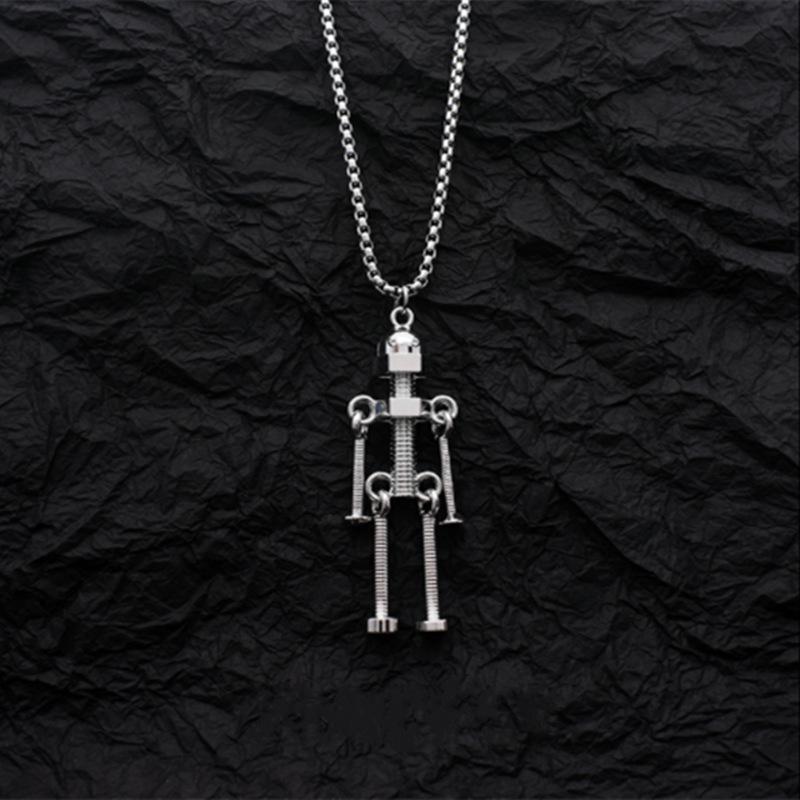 Screw Robot Pendant Necklace: Trendy Unisex Hip Hop Chain for Men, Women, and Kids