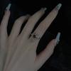Gothic Red Crystal Cross Geometry Open Rings for Women Y2k Punk Creative Grunge Jewelry Accessories Gift