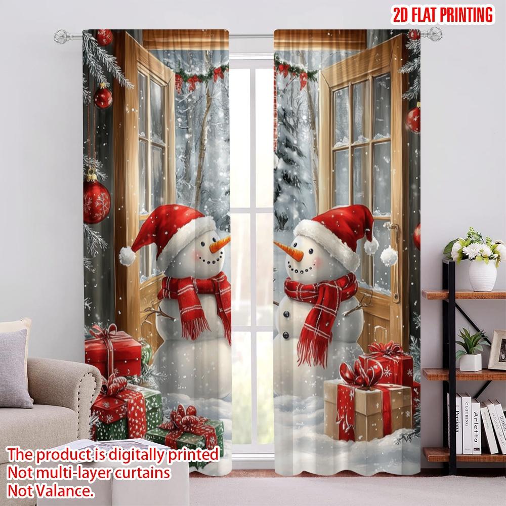

2 шт., 2D плоская печать Шторы и оконное оформление Снеговик Приветствие Универсальная полиэстеровая ткань (без удилища) Идеальный декор комнаты 52.50 × 116.00 cm 2 pcs