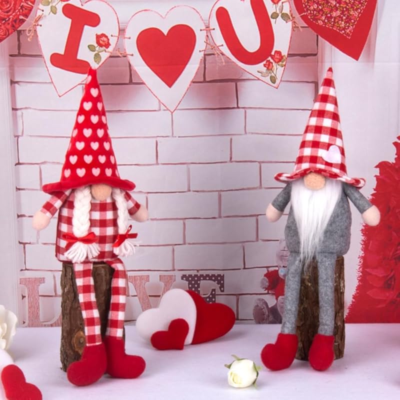 Mother's Day Gnomes Plush Gifts for Women -2Pcs Spring Couple Gnome Decoration Home Decor Wedding Mom Gnomes Ornaments GIF