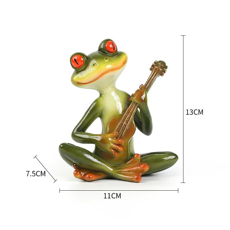 Miniature Frog Garden Statue Frog Band Musical Instrument Figurine Fairy Garden Accessories Decor for Patio Balcony Indoor Table