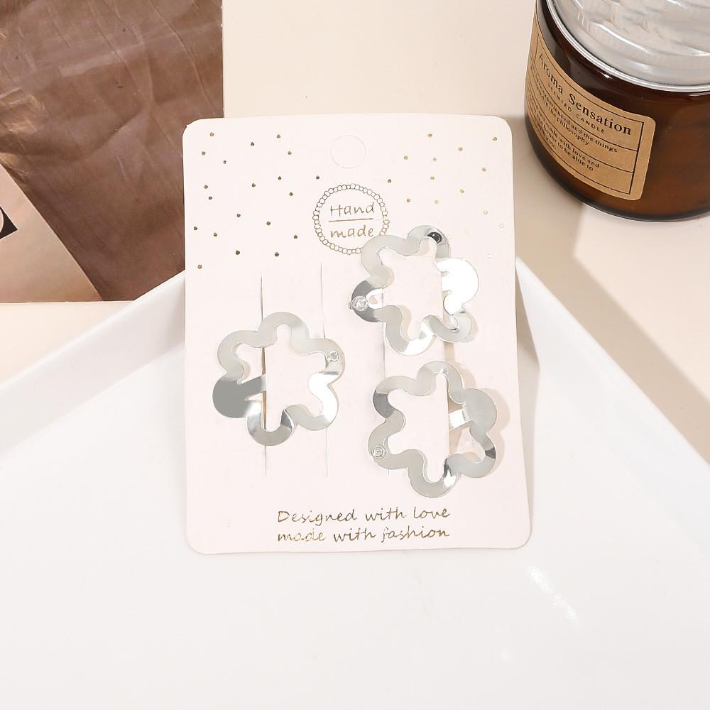 Épingles à cheveux simples givrées pour filles, 3 pièces, pinces à cheveux carrées, ovales, Triangle, pour enfants, épingles à cheveux, cliquez sur clac