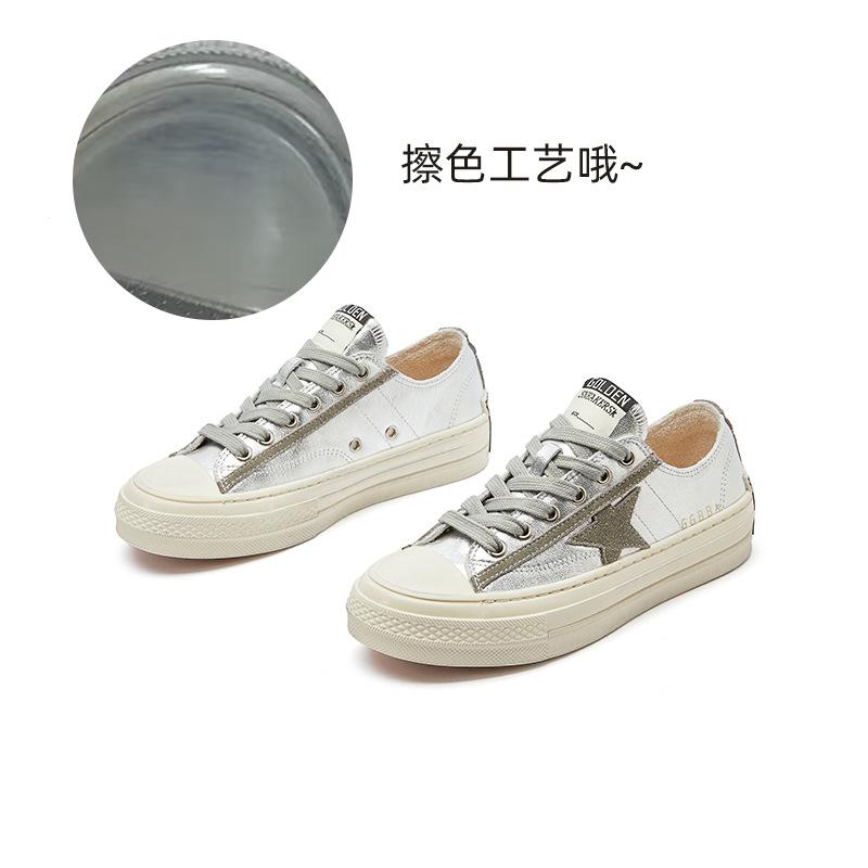 The first layer of cowhide Wula pigskin pad polished white shoes women's 2025 spring new casual women's shoes thick baseplate shoes