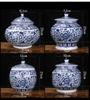 new Ceramic Blue White Porcelain Storage with Lid Living Room Entrance Decoration Tea Pot Candy Small Object Family Jar