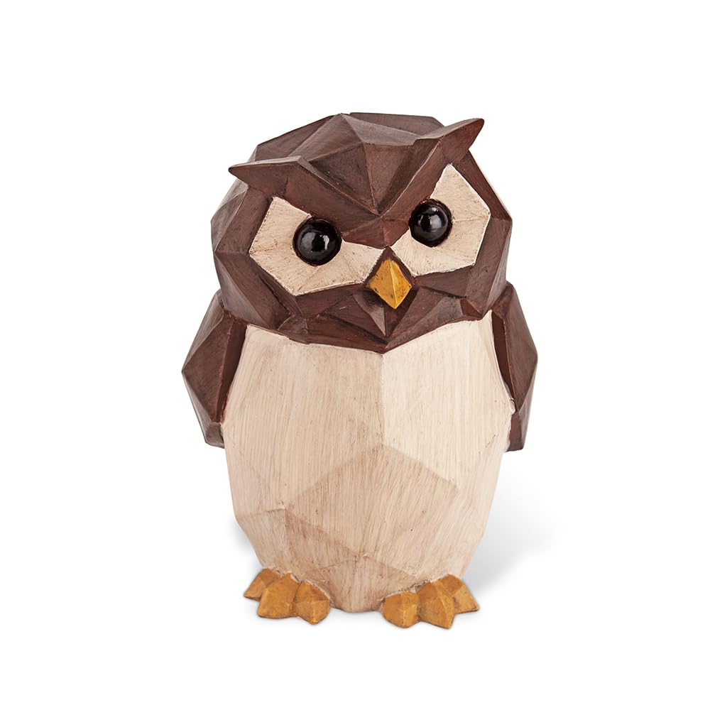 Suora Animal Owl Woodgrain Polyresin Piggy Bank