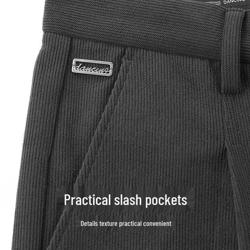 Dance with Wolves Men's Corduroy Soft Warm Ankle-length Tapered Casual Pants