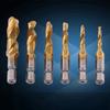 Screw Taps Tool Set Thread Tap Drill and Tap Bit Metric Thread M3-M10 Titanium Coated HSS Drill and Tap Bits 1/4" Hex Shank