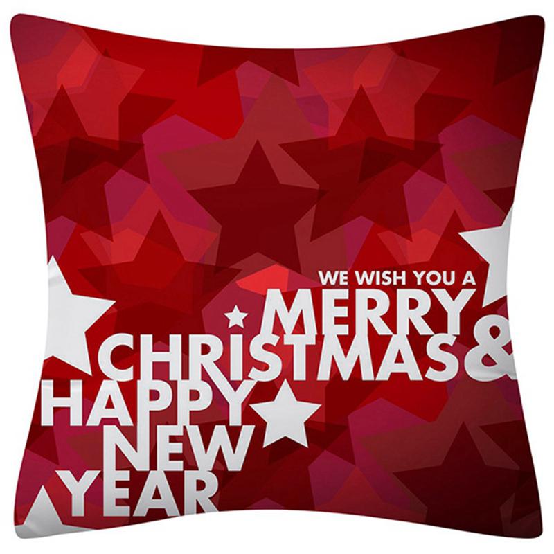 Happy New Year Christmas Decoration Print Pattern Cushion Cover Home Living Room Sofa Decoration Square Pillow Pillow Cover