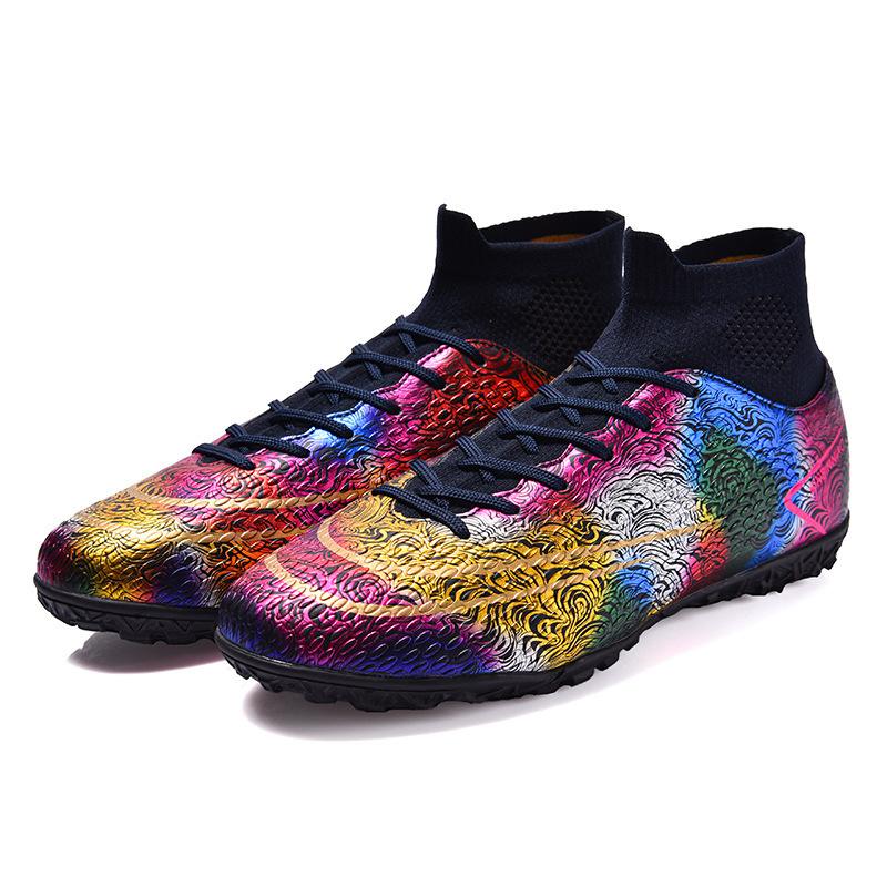 Football shoes Mandarin duck AG long nails high-top student artificial grass competition training shoes