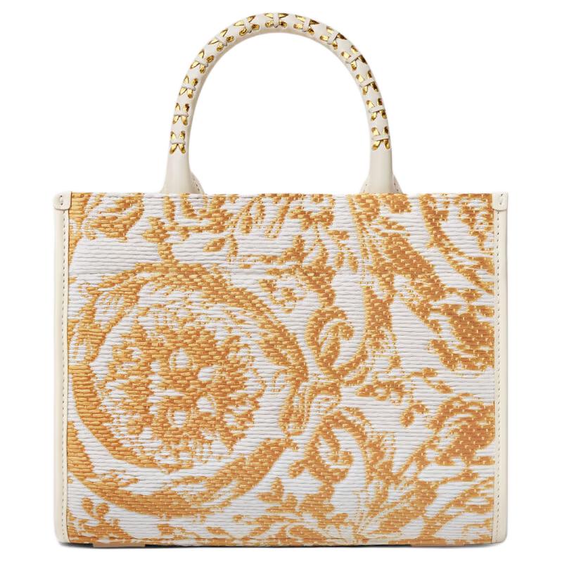 Versace Barocco Athena Removable Adjustable Shoulder Strap Barocco Pattern Raffia Tote Bag Shopping Handbag Small Women tote bag 1011564-1A11311-2W11V
