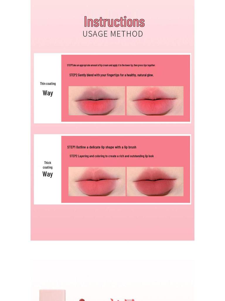 BM Lip Glaze: Lightweight Silky Matte, Soft Velvet Texture, Non-Staining, Fills Lines, Brightens Lips.