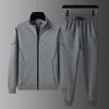 Men's Plus Size Cotton Sportswear Set: Stand Collar Jacket & Crew Neck Sweatshirt, Two or Three Piece Casual Set