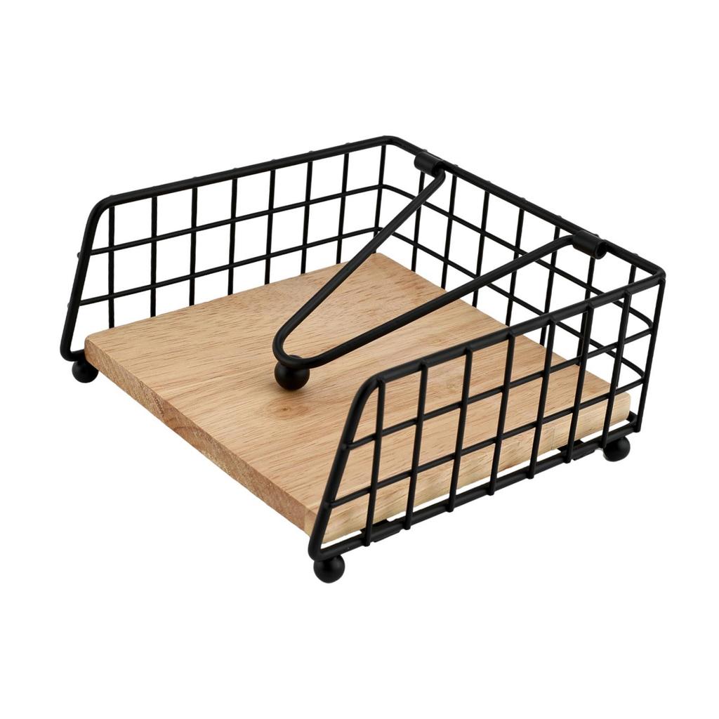 Holz-Serviettenhalter Flacher Spender mit Arm Rustikales Tisch-Serviettenregal für Zuhause Restaurant Party Dekoration