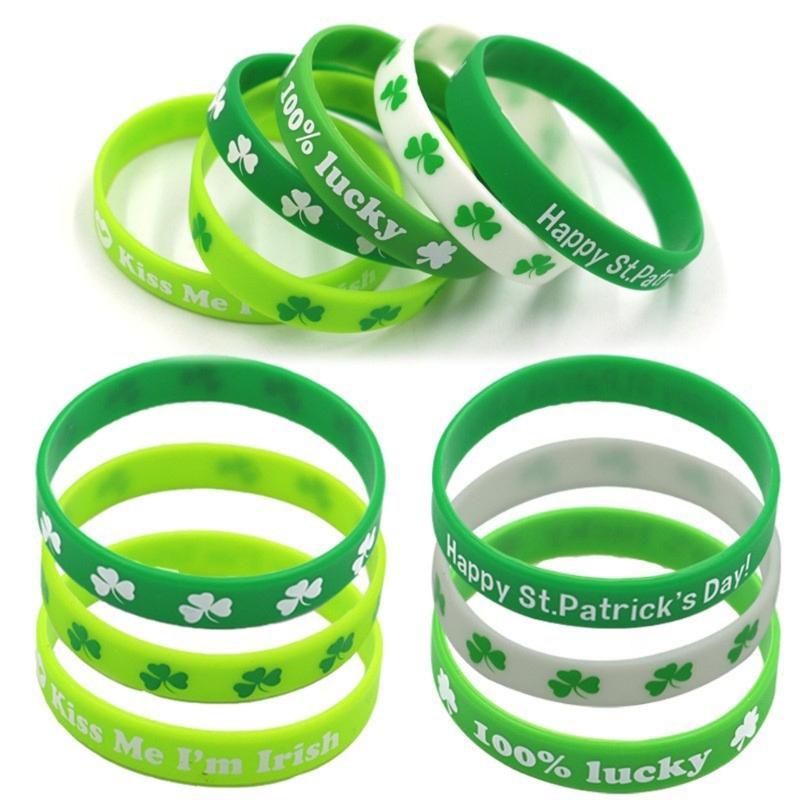 10 stuks Sint Patrick's Dag Siliconen Armband Vakantie Festival Cadeau voor Kind Kinderen Podiumoptreden Cadeau Geschenken