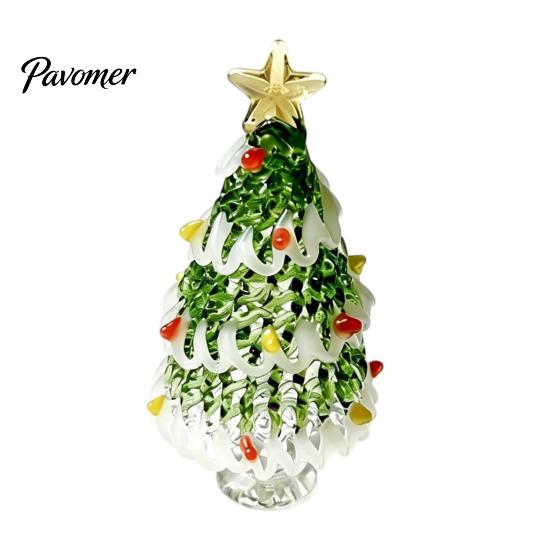 Decorative Glass Art for Shelves Glazed Christmas Tree Figurine, Pulled Wire Desk Decor, Colorful Home Mini Holiday Tabletop Ornament Car Home, Unique