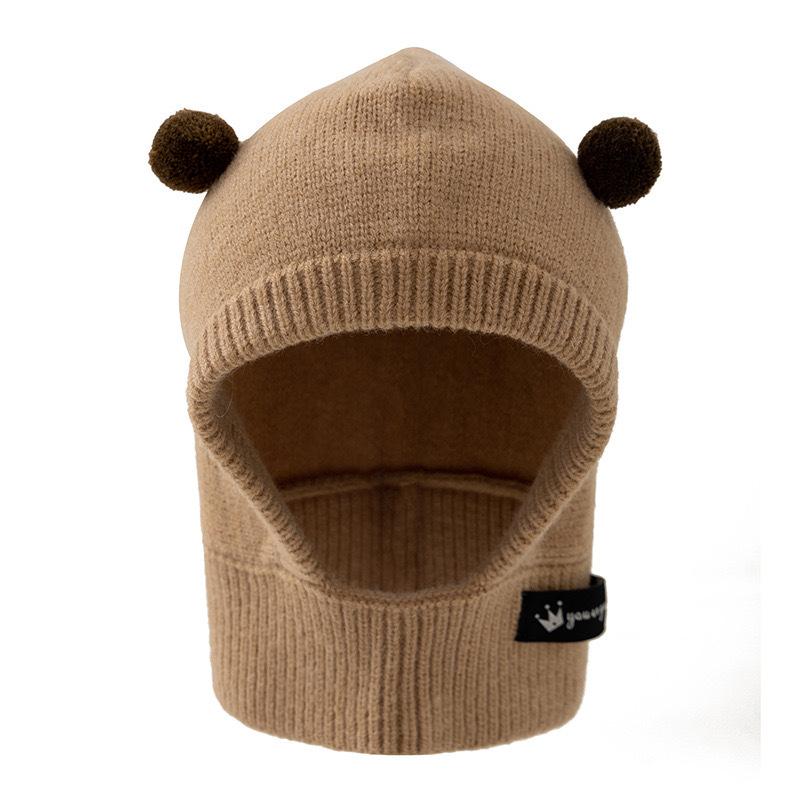 Cachecol de Bebê Chapéu Peça Única Gorro de Tricô Quente Fofo Duplo Pom Pom Chapéus de Proteção de Orelha para Crianças Coreano Meninos Meninas Chapéus à Prova de Vento