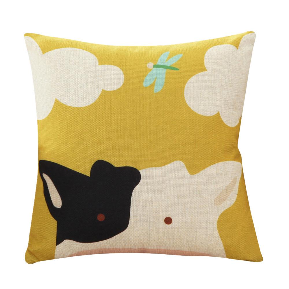 45x45cm Cartoon Animal Printed Cushion Cover Home Living Room Sofa Pillow Case Children Bedroom Decoration