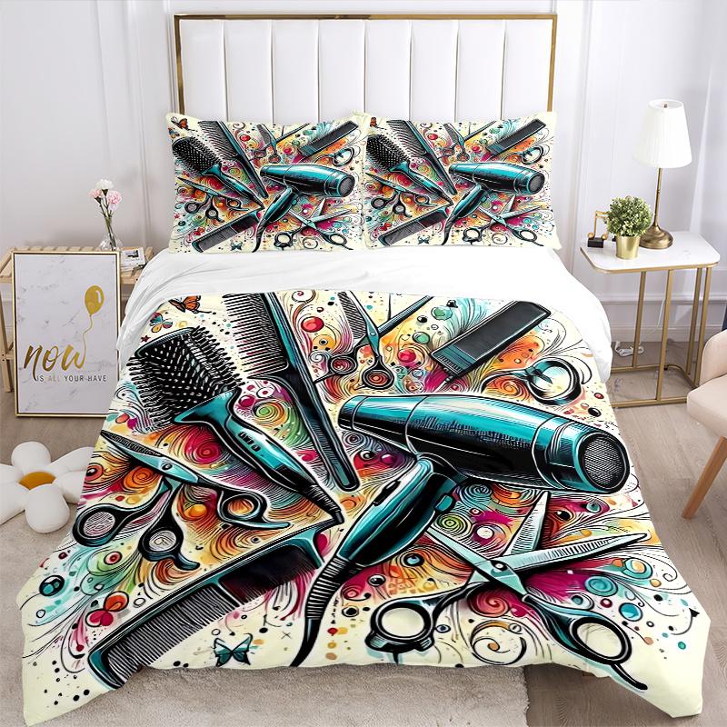 3pcs Hair Salon Tools with Butterfly Design, Includes One Quilt Cover and Two Pillowcases (No Core)