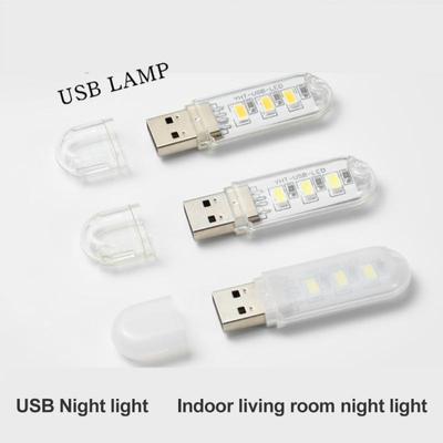 Mini lâmpada portátil USB LED para livros, 5/10 peças, DC5V, ultra brilhante, lâmpada de leitura, 3 LEDs, para carregador portátil
