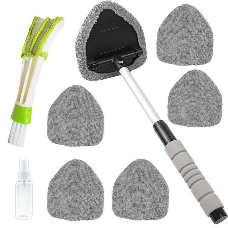Telescopic Microfiber Car Window Cleaning Brush & Scraper