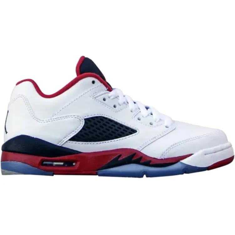 Air Jordan 5 Retro Low PreSchool 'Fire Red' (Unisex) White / Fire Red-Black Kids' Basketball Shoes 314339 101