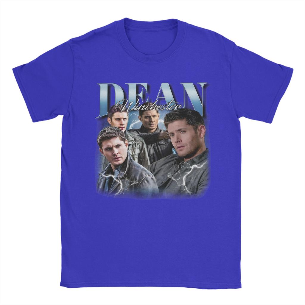 Novelty Vintage Dean Winchester Supernatural TShirts for Men Pure Cotton T Shirts  Short Sleeve Tee Shirt Gift Idea Clothing