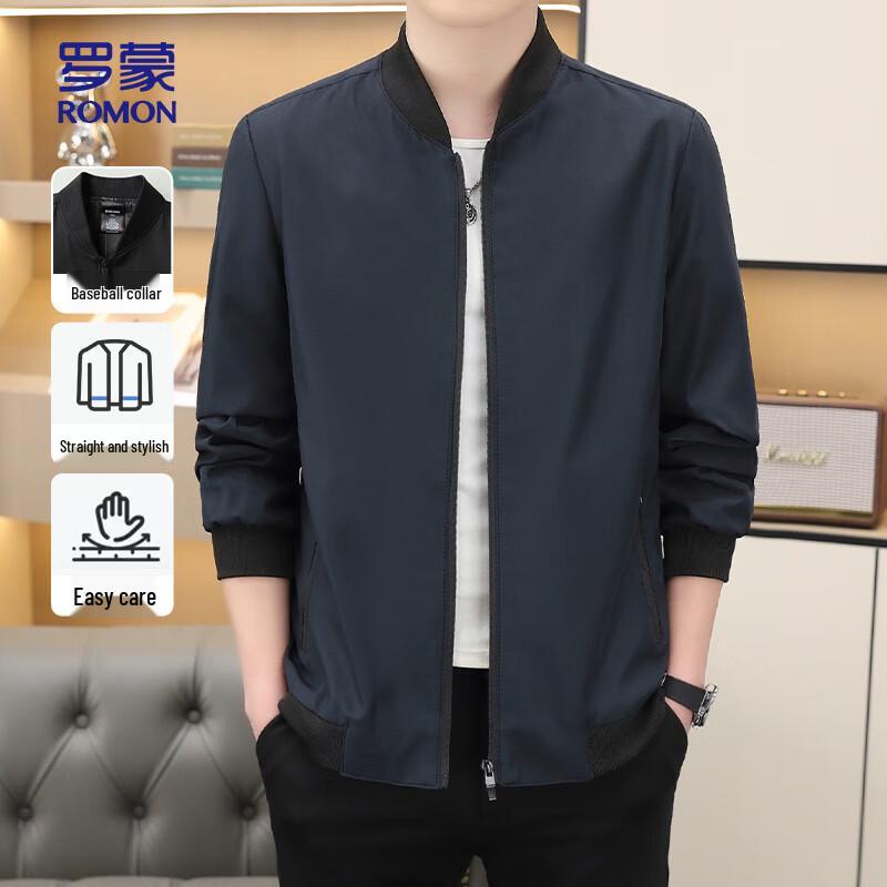ROMON Men's Versatile Baseball Collar Jacket B001
