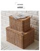 Nordic Style Rattan-Look Woven Storage Box with Lid for Bedroom and Household Organization.