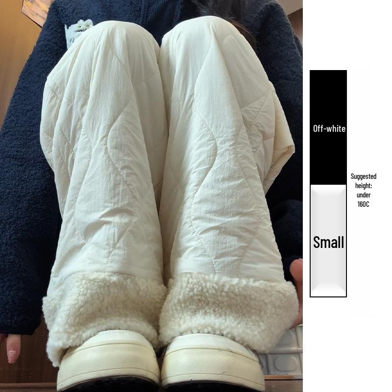 Women's Blue Northeast Fleece-lined Wide-leg Cotton Pants for Autumn/Winter - Windproof, Coldproof Ski Wear