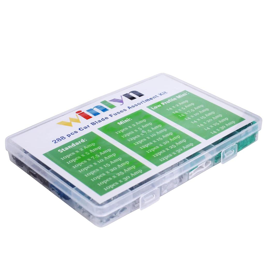 288 Pieces Car Fuses Assortment Kit - Blade Fuses Automotive - Standard & Mini & Low Profile Mini Size (2A/5A/7.5A/10A/15A/ 20A/25A/30AMP/ATC/ATO)