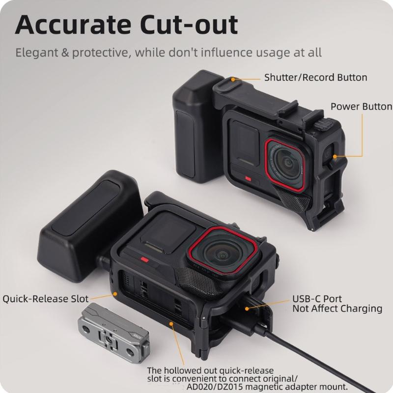 Portable Camera Stabilizer Handle Featuring Detachable Design And AntiDrop Wrist Strap Compatible for Pro2/1 Cameras