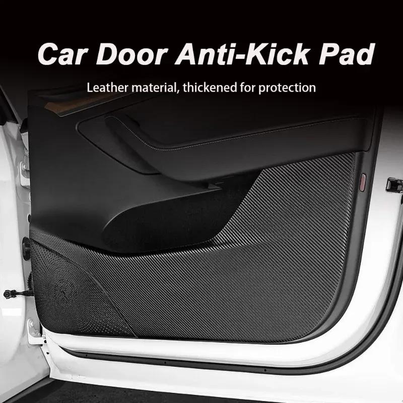 For Tesla Model 3 Y Car Door Anti-Kick Pad Leather Sticker Trim Side Door Sill Protector Cover Car Interior Decoration 2017-2025