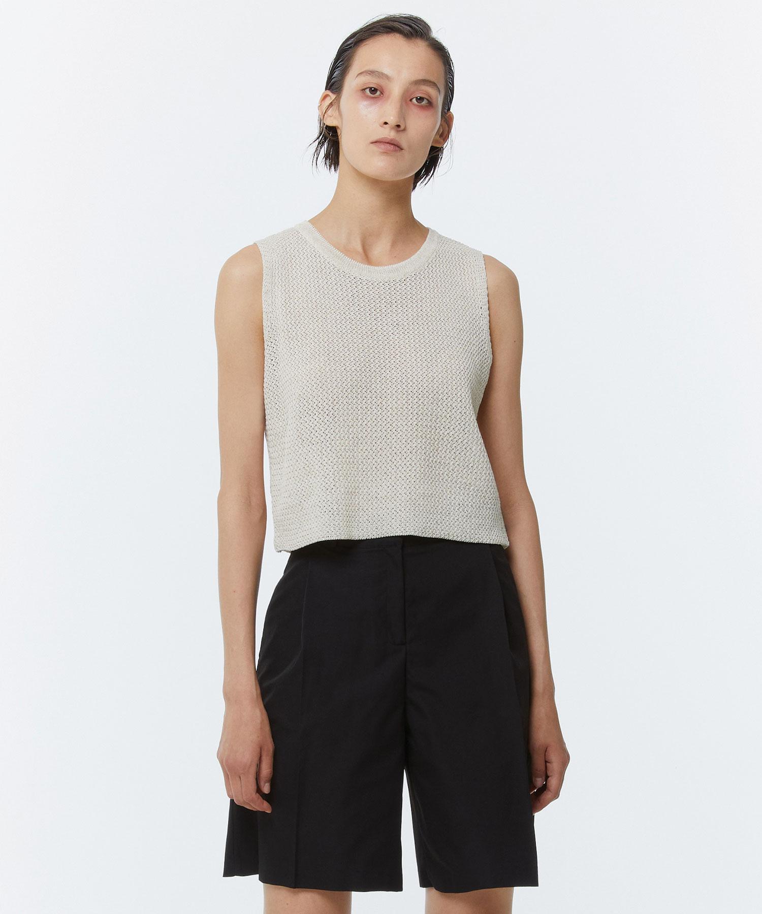 Kimdo Wool Round Square Sleeveless Top Ivory Ivory