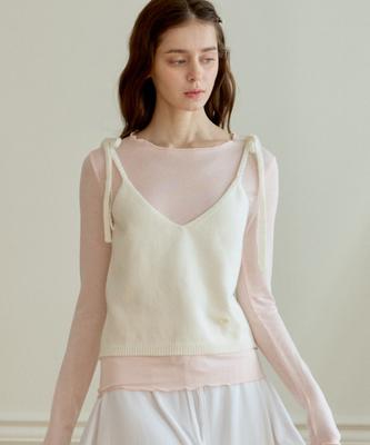 Pink Pineapple Day Soft Knit Bustier_Ivory
