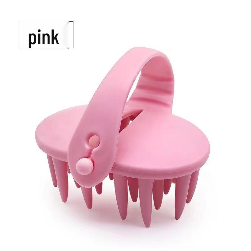 

Масажна щітка для шампуню з TPR силікону - Інтегрований гребінь для розгладження рожевий