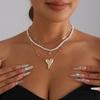 European & American Cross-border Luxury Layered Necklace with Irregular Heart, Star, & Imitation Pearl Design