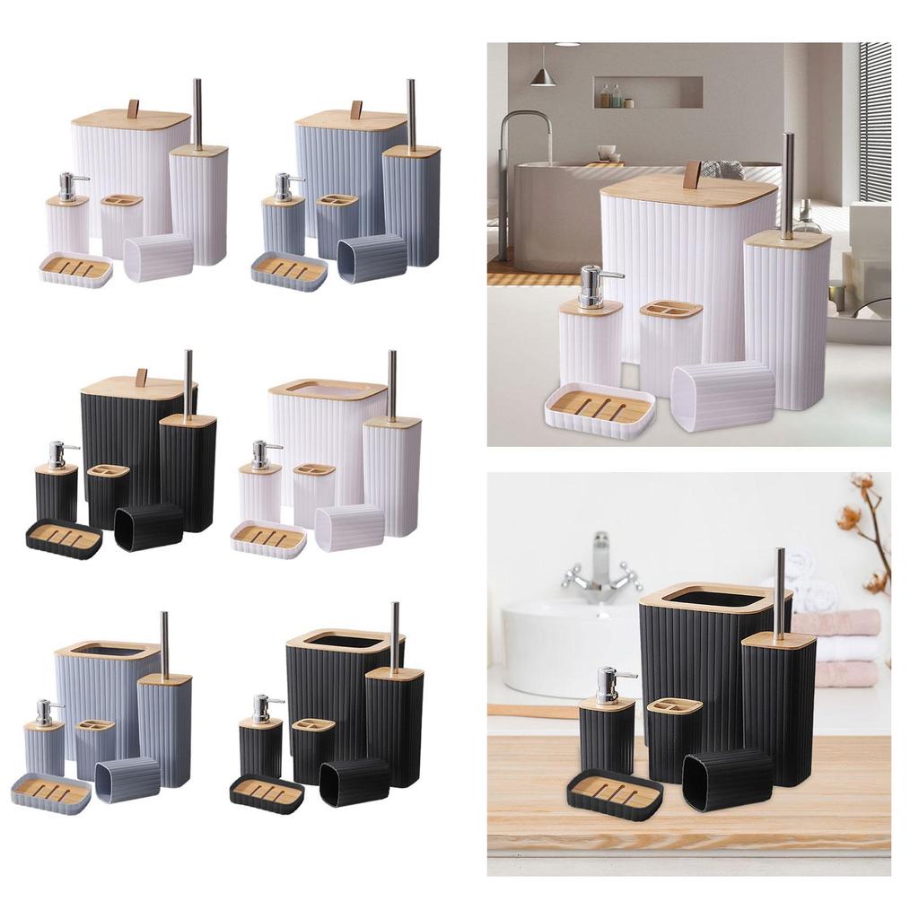 6 Pieces Bathroom Accessory Set Toilet Brush Decorative Sturdy Modern Toothbrush Holder Lotion