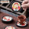 Chinesischer Stil Fulu Reichtumsgott Wasserabsorbierende Untersetzer Boutique Matten für Kaffeetassen Hitzeschutz-Tischsets Teegeschirr Verzierungen