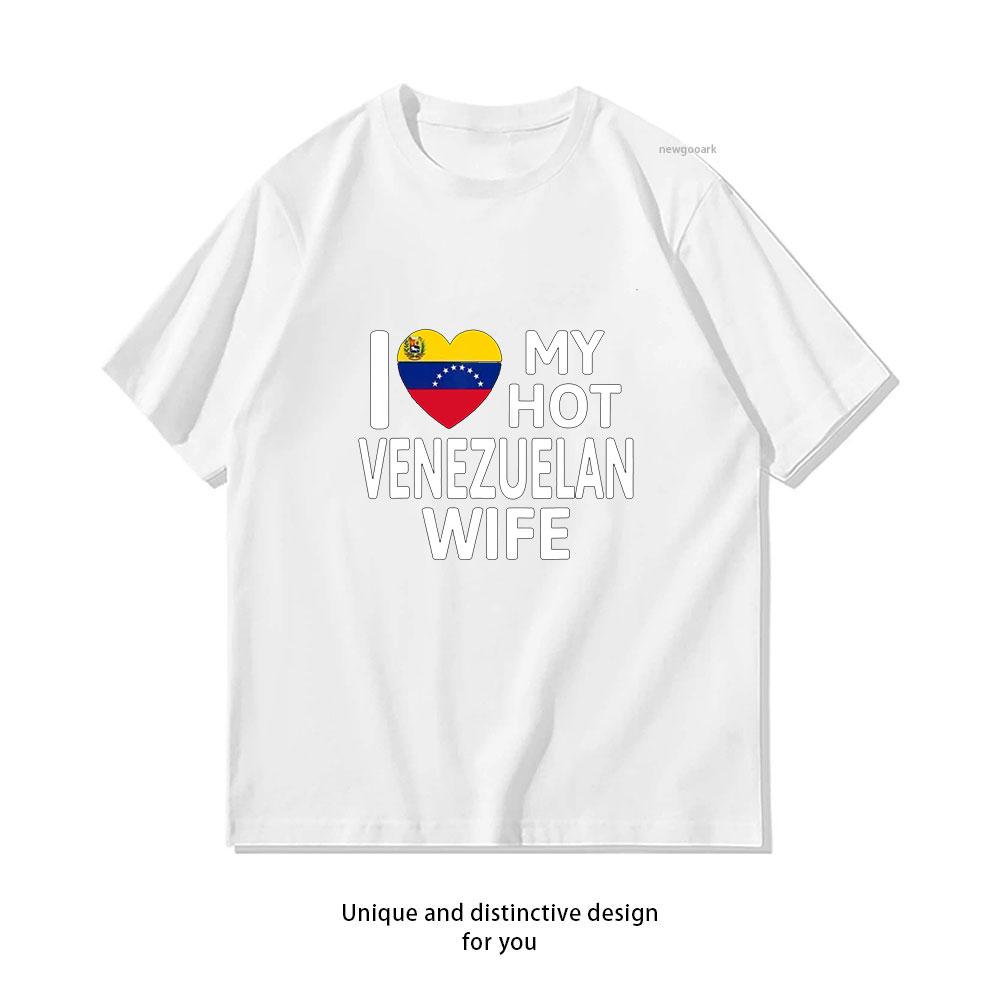Ich liebe meine heiße venezolanische Frau T-Shirt Venezolanische Flagge T-Shirt Frau Mann Lässig Baumwolle Grafik T-Shirts Kreative Streetwear