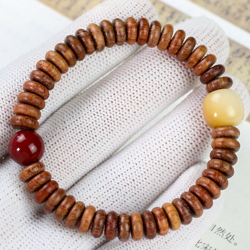 Handcrafted Wooden Bracelet with Burmese Rosewood and Bodhi Root Beads, 3*8MM, Unisex Design for Couples