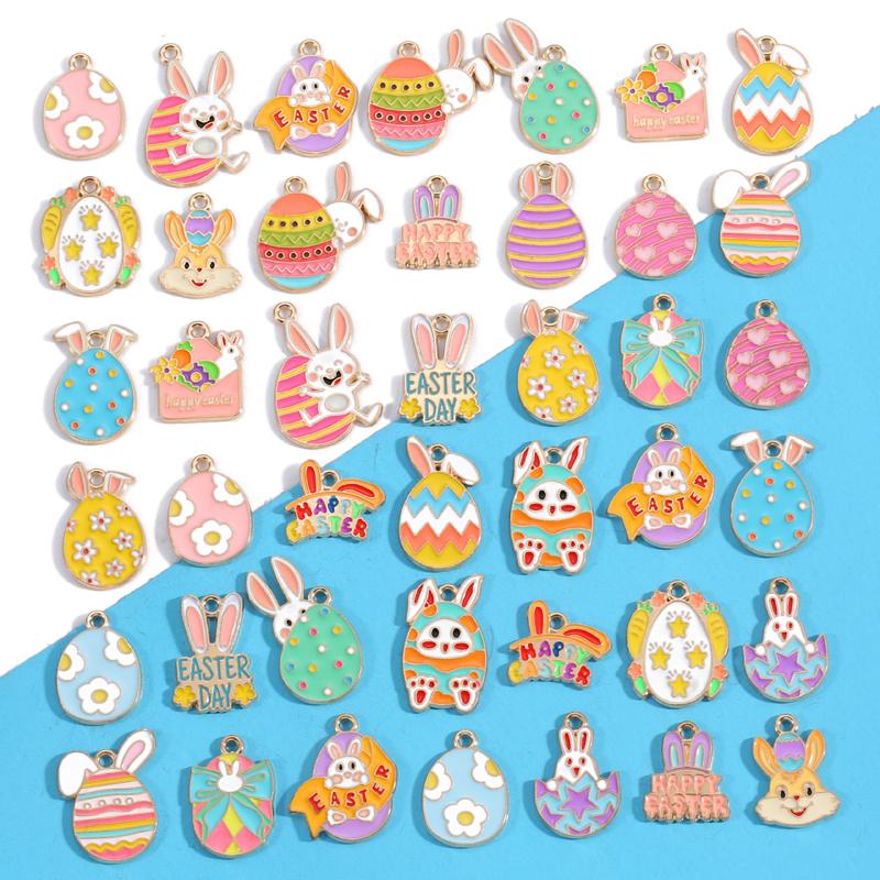 25 Easter Egg Rabbit-Themed DIY Jewelry Sets Necklace Earrings Accessories Keychains Bag Charms W642