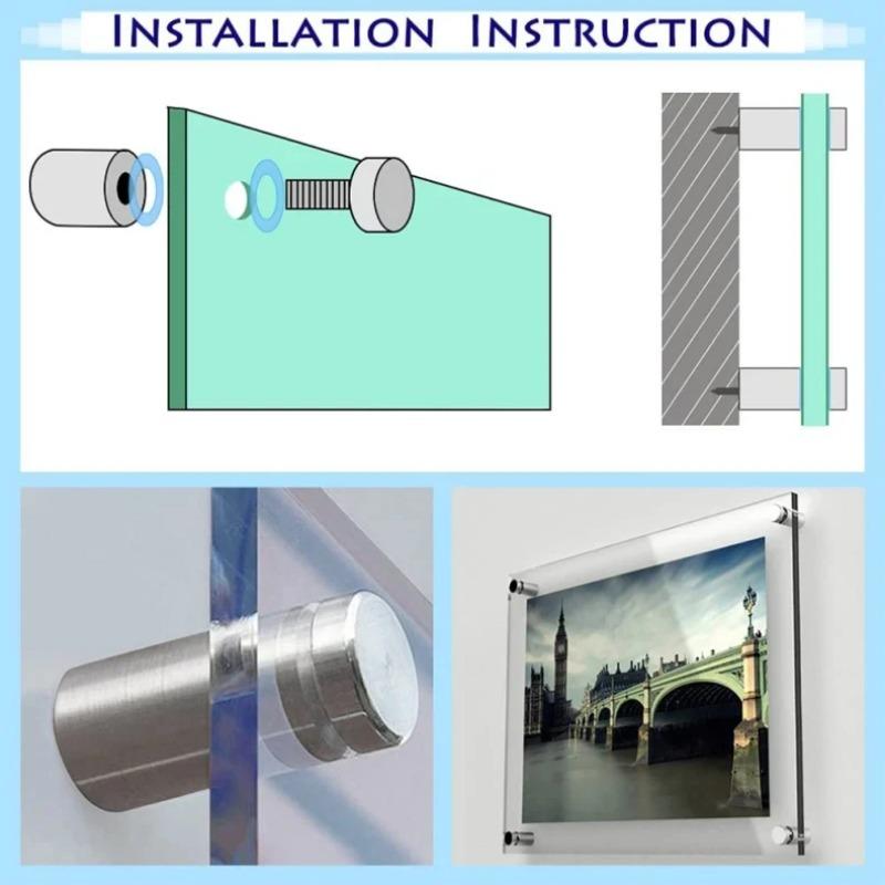 10pcs Sign Standoff Screws 12x25mm Advertising Screw Stainless Steel Wall Standoff Mounts Glass Acrylic Nail Mountting Hardware