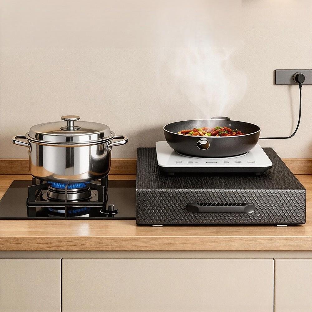 Thickened Carbon Steel Stove Top Cover for Gas and Electric Cooktops For Kitchen Countertop Protector Black 5CM 7CM