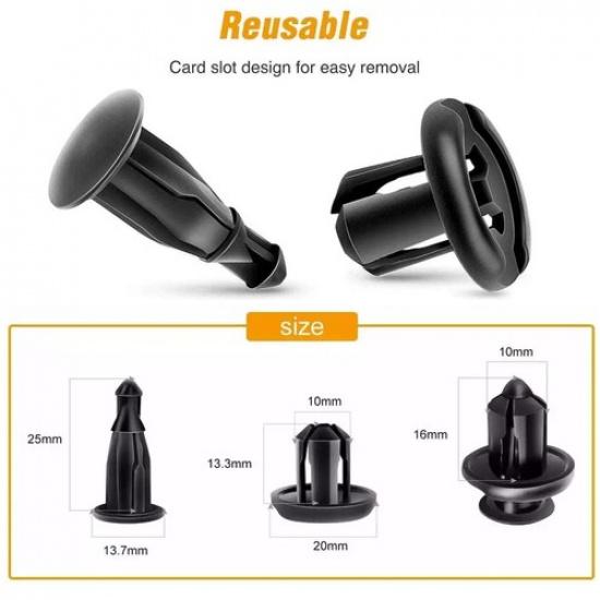 120X Bumper Clips 10Mm Panel Clips Bumper Fender Fastener Push Rivets For Honda