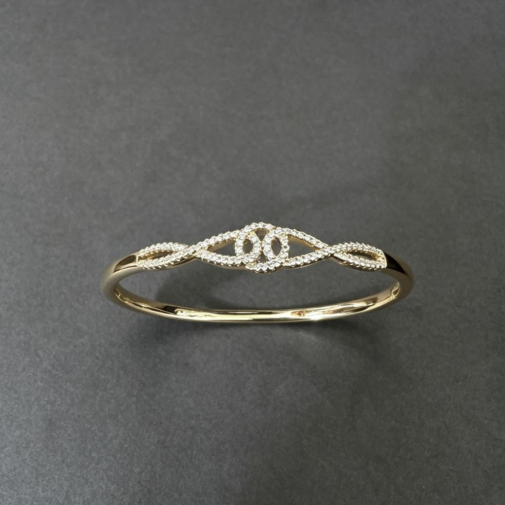 Women's Gold-Plated Copper Bracelet with Rhinestones and Twisted Knot Design